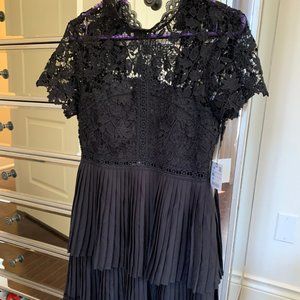 Zara Black Lace and Pleated Dress